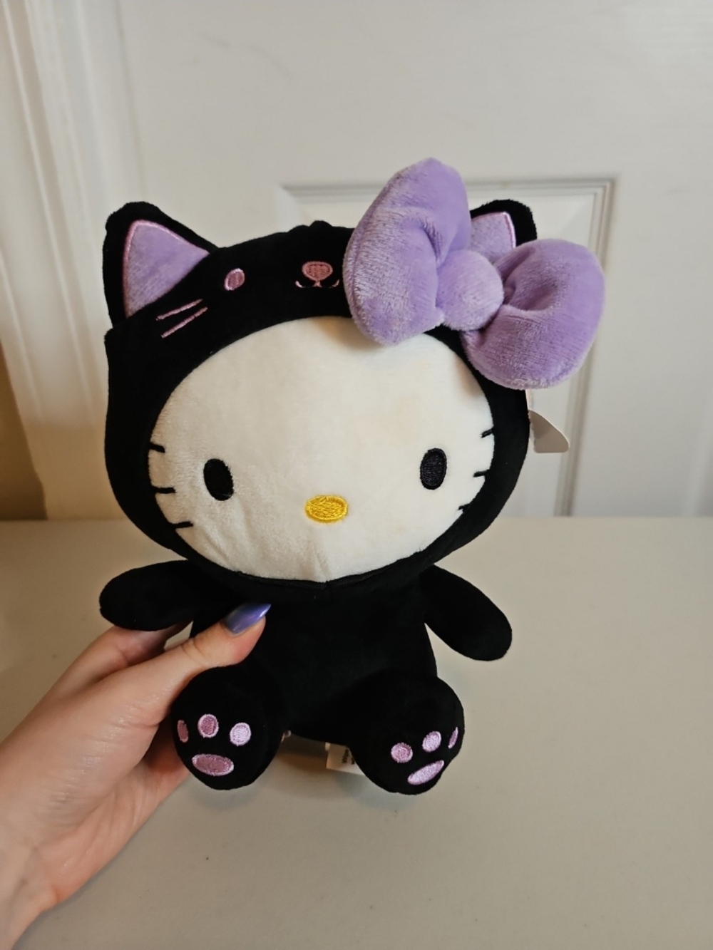Hello Kitty Halloween Black Cat Plush with Purple Bow